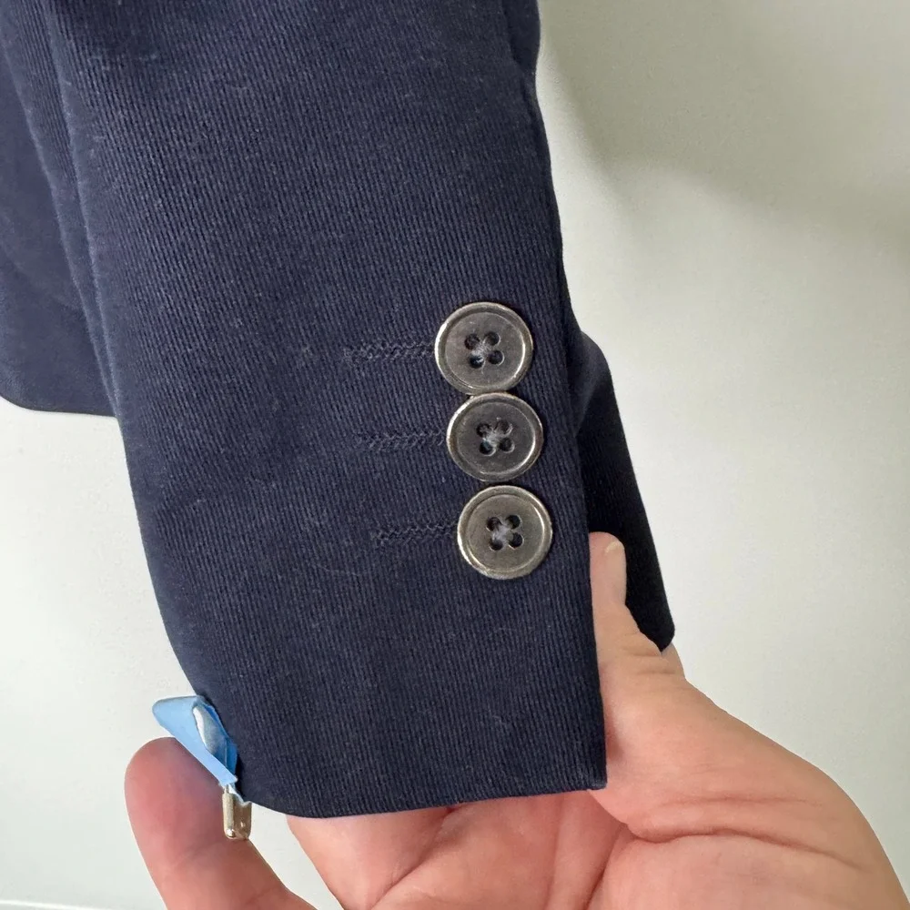 W.R.K. NY Blue 2‎ button blazer suede elbow patches Size 42